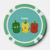 可愛いピーマン唐辛子カプシウムトリオ歌唱漫画 ポーカーチップ (裏面)