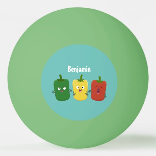 可愛いピーマン唐辛子カプシウムトリオ歌唱漫画 卓球ボール (正面)