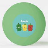 可愛いピーマン唐辛子カプシウムトリオ歌唱漫画 卓球ボール (裏面)