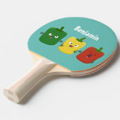 可愛いピーマン唐辛子カプシウムトリオ歌唱漫画 卓球ラケット (正面アングル)