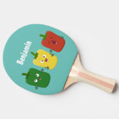可愛いピーマン唐辛子カプシウムトリオ歌唱漫画 卓球ラケット (横)