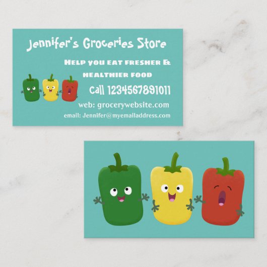 可愛いピーマン唐辛子カプシウムトリオ歌唱漫画 名刺 (正面/裏面)
