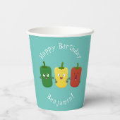 可愛いピーマン唐辛子カプシウムトリオ歌唱漫画 紙コップ (裏面)