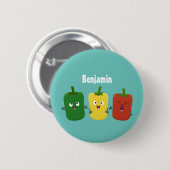 可愛いピーマン唐辛子カプシウムトリオ歌唱漫画 缶バッジ (正面&裏面)