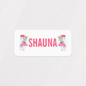 可愛いファッションガールとパグ ラベル (デザイン1)