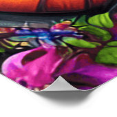 可愛いファッションガール蝶サイケデリック色 ポスター (角)