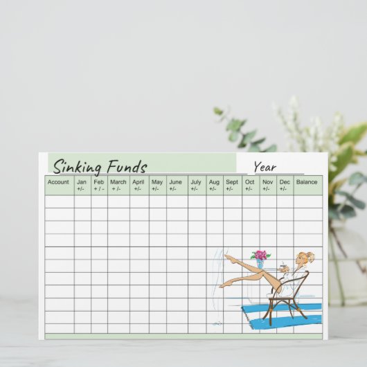 可愛いファッション沈下資金プランナー表計算 便箋 (スタンド正面)
