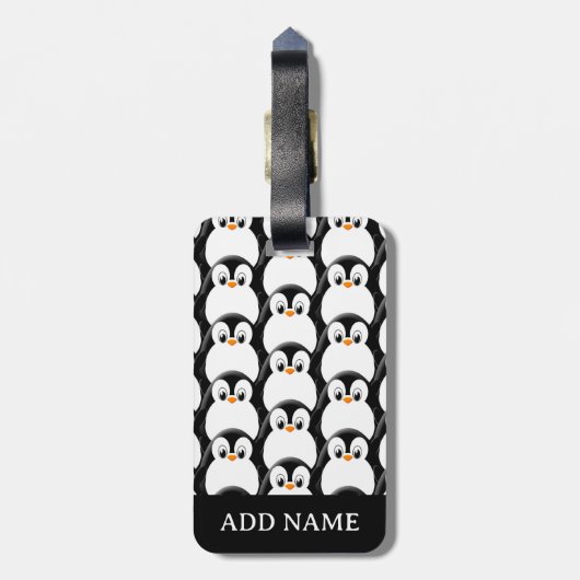 可愛いファットペンギンオールオーバープリント柄 ラゲッジタグ (裏面縦)