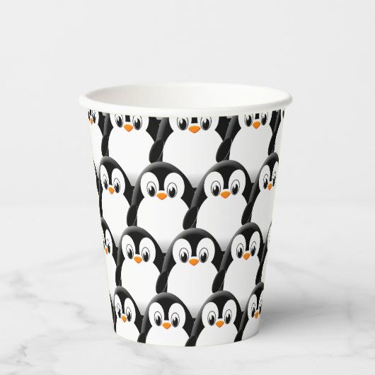可愛いファットペンギンオールオーバープリント柄 紙コップ (正面)