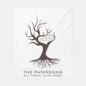 可愛いファミリーダークブラウンの木のハンドプリントシモダンック フリースブランケット (正面)