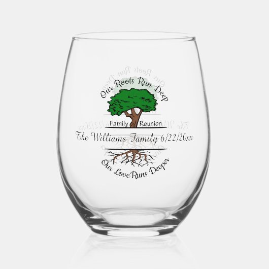 可愛いファミリールートの名前の追加日付 ステムなしワイングラス (裏面)