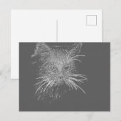 可愛いファンキー猫キッテンアイズ顔スケッチ ポストカード (正面/裏面)