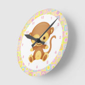 可愛いファンキー猿 ラウンド壁時計 (傾斜)