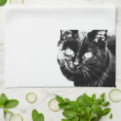 可愛いファンキー黒猫キッテンアイスケッチ キッチンタオル (折り畳み)