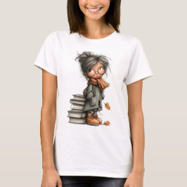 可愛いファンタジーな秋のテーマの女の子 Tシャツ