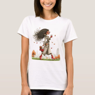 可愛いファンタジーな秋のテーマの女の子 Tシャツ