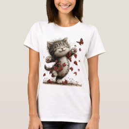 可愛いファンタジーな秋をテーマにした子猫 Tシャツ