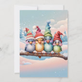 可愛いファンタジーの鳥のクリスマス帽子と。鳥はa 招待状 (裏面)