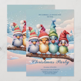 可愛いファンタジーの鳥のクリスマス帽子と。鳥はa 招待状