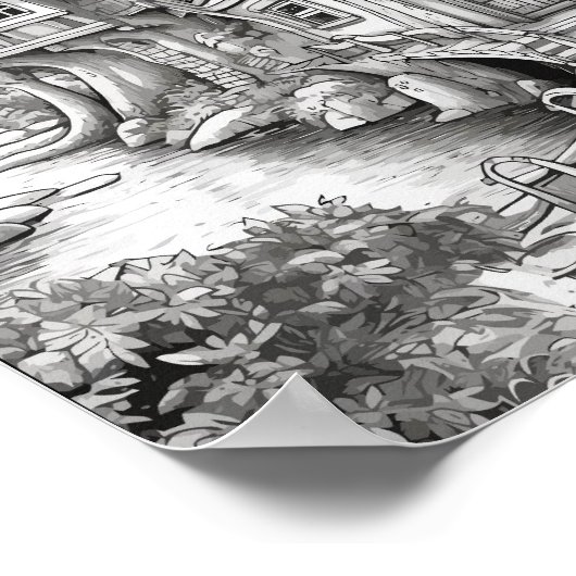 可愛いファンタジーインテリア大人の色 ポスター (角)