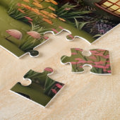 可愛いファンタジー妖精の家の背景 ジグソーパズル (側面)