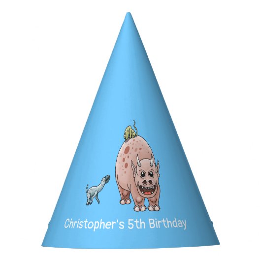 可愛いファンタジー恐竜 パーティーハット (正面)