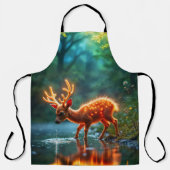 可愛いファンタジー鹿が光る野生動物を照らす エプロン (正面)