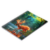 可愛いファンタジー鹿が光る野生動物を照らす ノートブック (左側)