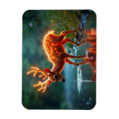 可愛いファンタジー鹿が光る野生動物を照らす マグネット (縦)