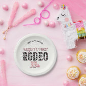 可愛いファーストロデオピンクパーソナライズされたク1歳の誕生日 ペーパープレート (パーティー)