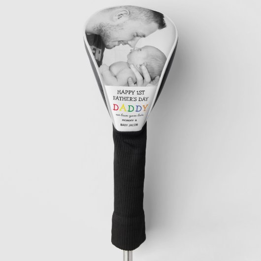 可愛いファースト・ファースト・デーのパパの写真 ゴルフヘッドカバー (正面)