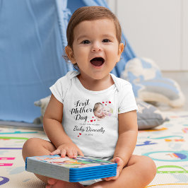 可愛いファースト・マザーズ・デイハート写真ベビーボディスーツ ベビーボディスーツ