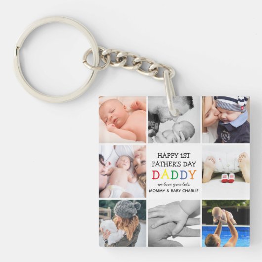 可愛いファースト・父親の日のパパ | フォトコラージュキー キーホルダー (正面)