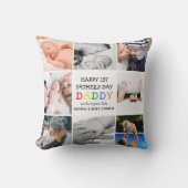 可愛いファースト・父親の日のパパ |フォトコラージュThro クッション (正面)