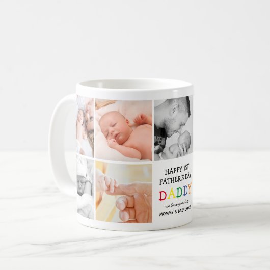 可愛いファースト・父親の日パパ |フォトコラージュ コーヒーマグカップ (正面左)