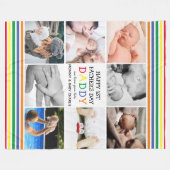 可愛いファースト・父親の日パパ |フォトコラージュ フリースブランケット (正面(横))