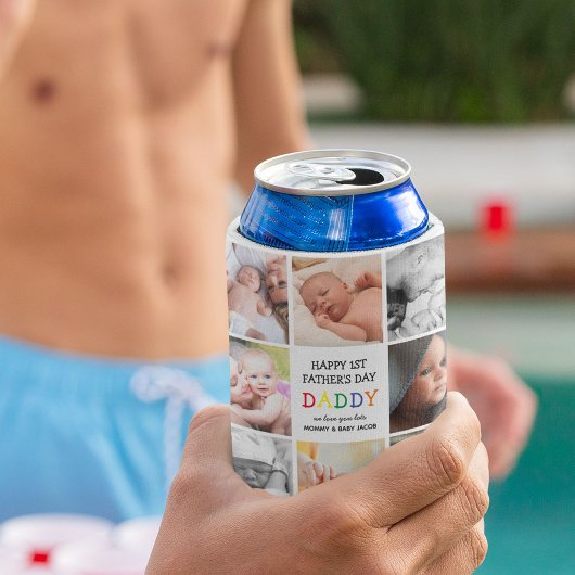 可愛いファースト・父親の日パパ |フォトコラージュ 缶クーラー