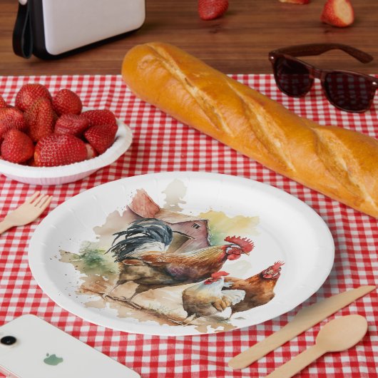 可愛いファームの鶏の愛好家のパーティー ペーパープレート (ピクニック)