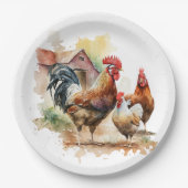 可愛いファームの鶏の愛好家のパーティー ペーパープレート (正面)