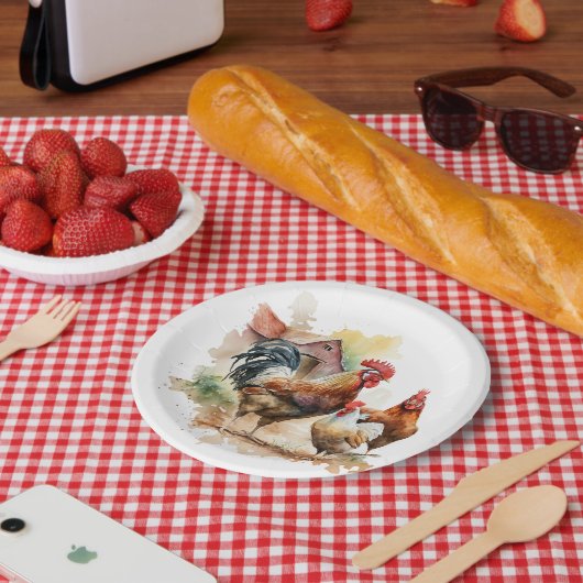 可愛いファームの鶏の愛好家のパーティー ペーパープレート (ピクニック)