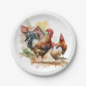 可愛いファームの鶏の愛好家のパーティー ペーパープレート (正面)