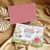 可愛いファームアニマルバースデーパーティー納屋周囲の庭Bash 招待状