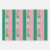 可愛いフィンランドのパッチワークフローラストライプパターン ラッピングペーパーシート (正面2)