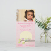 可愛いフイルズガールズピンクの誕生日パーティフォトカード (スタンド正面)