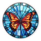 可愛いフェイクステンドグラス蝶 セラミックノブ (正面)