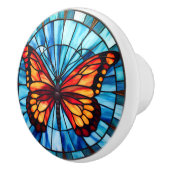 可愛いフェイクステンドグラス蝶 セラミックノブ (右)