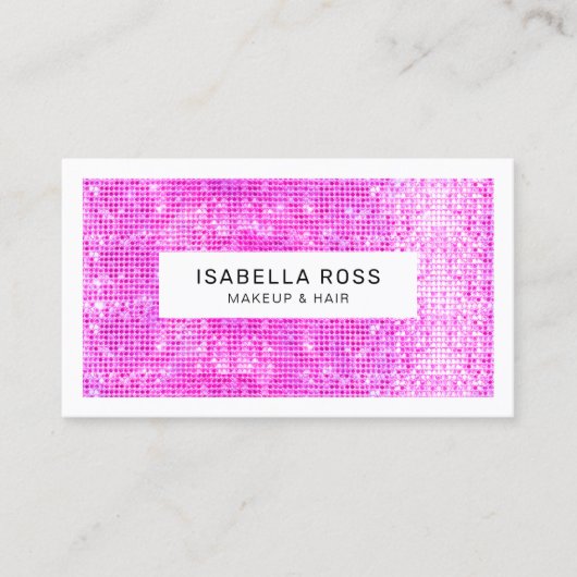 可愛いフェイクホットピンクシークイン美しいとファッション 名刺 (正面)