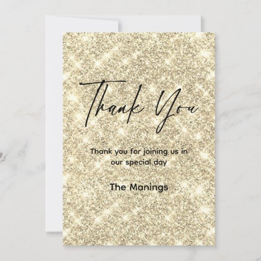 可愛いフェイク金ゴールド感謝していグリッター カード (正面)