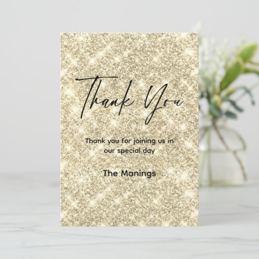 可愛いフェイク金ゴールド感謝していグリッター カード (スタンド正面)