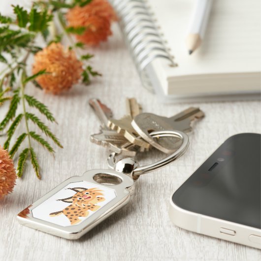 可愛いフェイスチャートマンガボブキャットキーチェーン キーホルダー (側面)